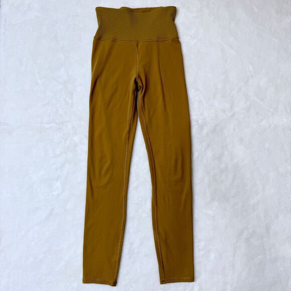 Vuori Ultra High Rise Rib Studio Stretch Leggings Dark Golden Mustard Yellow  XS - Picture 3 of 7
